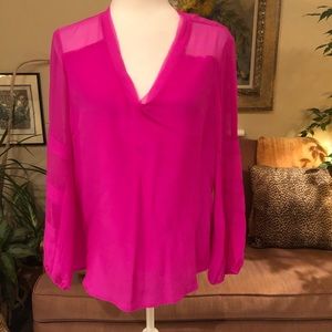 Nanette Lepore Large Pink Silk Boho Feminine Top